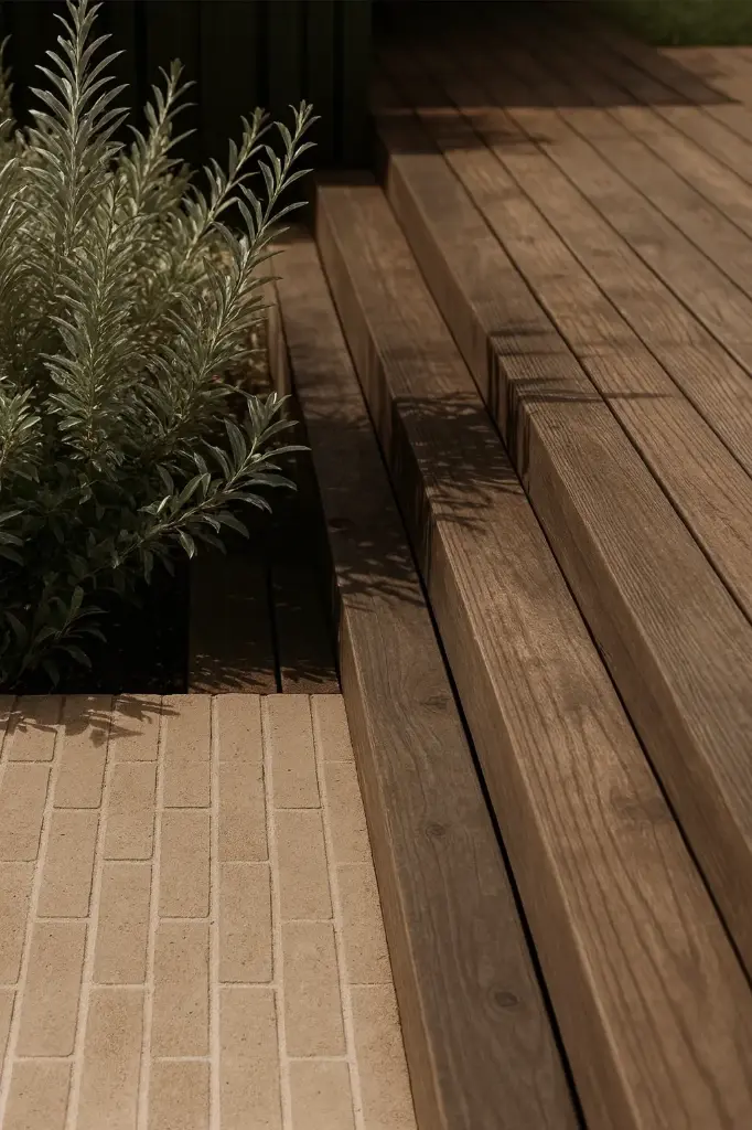 Pressure-treated (autoclave) pine wooden terrace