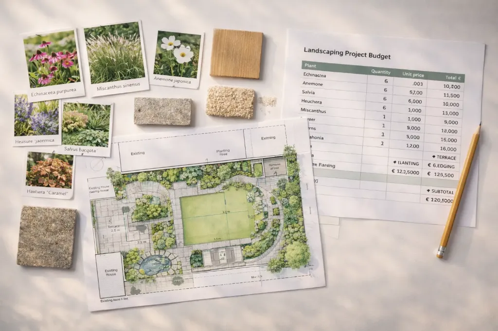 2D Tuinplan & Sfeerboek · Plaatsbezoek (Opritten & toegang · oprit, binnenplaats, parking, Compact · tot 300m²)