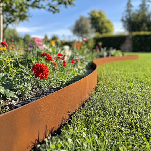 Folded corten steel borders
